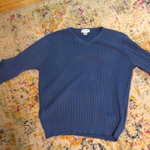 ALFANI MEN’S BLUE V - NECK LONG SLEEVE SWEATER - LARGE VINTAGE